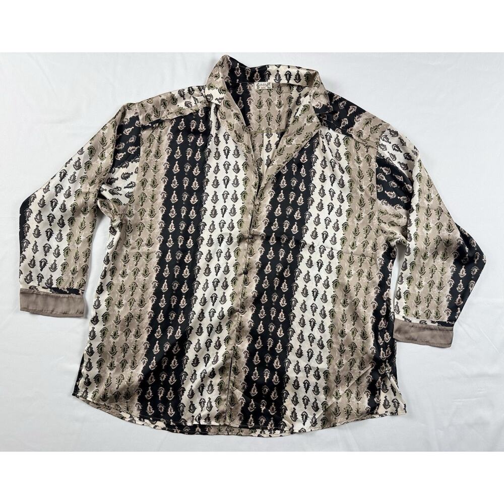 Free People Dreamy Days Pajama Top Sleep Shirt ONLY Neutral Combo Size Small - Picture 10 of 11